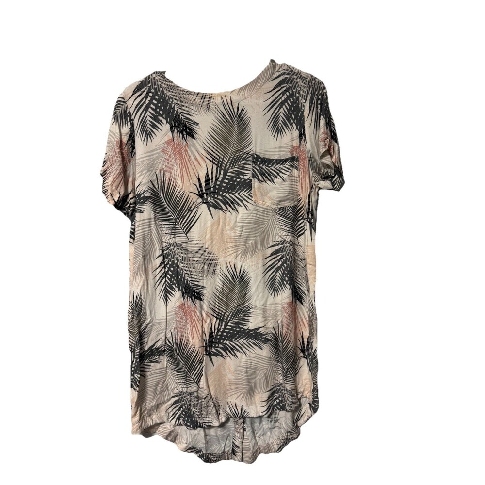 Cloth & Stone Palm Print Shirt Dress Size M Medium Fringed Raw Hem Button Up